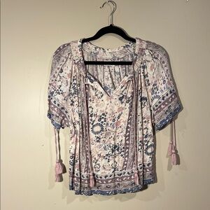 Lucky Brand Floral Blouse - Pink and Blue